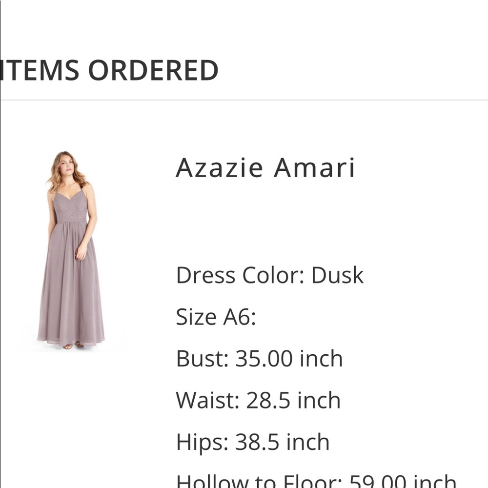Azazie Bridesmaid Dress Style Amari Color Dusk Size A6
